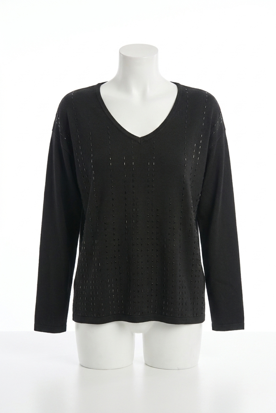 NEW JOSEPH RIBKOFF iron-on v-neck pullover sweater in black